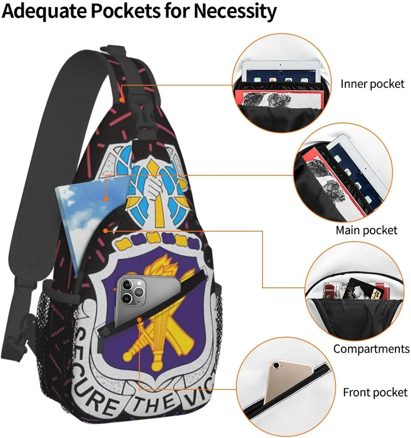 Us A-rmy Civil Affairs Crossbody For Men Women Sling Chest Bag Shoulder Bag Lightweight One Strap Backpack Multipurpose Travel Hiking Daypack