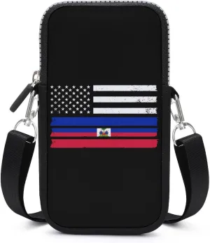 U.S Haiti Flag Women Crossbody Phone Purse Adjustable Strap Cell Phone Shoulder Bag Small Belt Bag