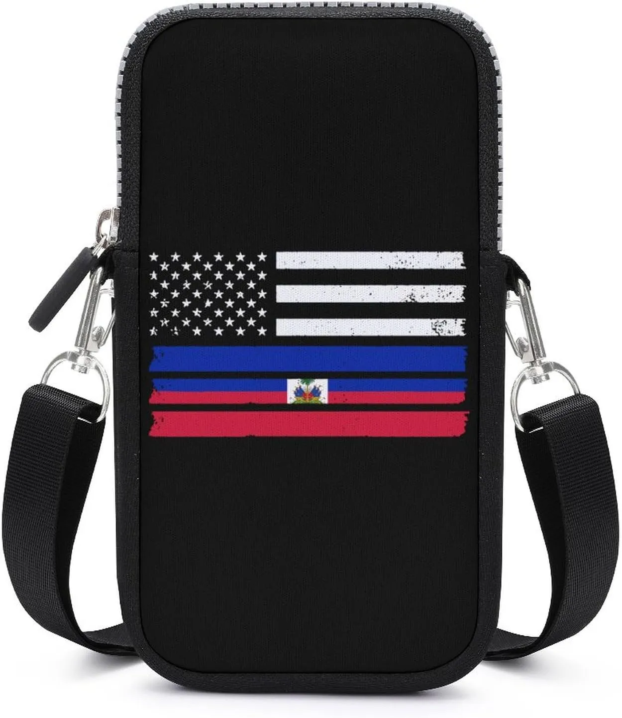 U.S Haiti Flag Women Crossbody Phone Purse Adjustable Strap Cell Phone Shoulder Bag Small Belt Bag