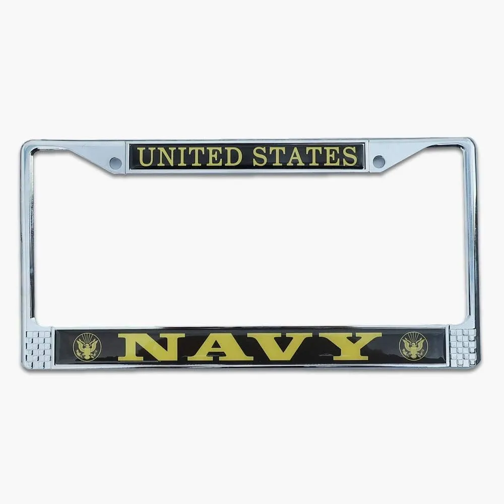 US Navy (USN) License Plate Frame | Perfect Veteran & Military Gift | Stainless Steel Metal Frame