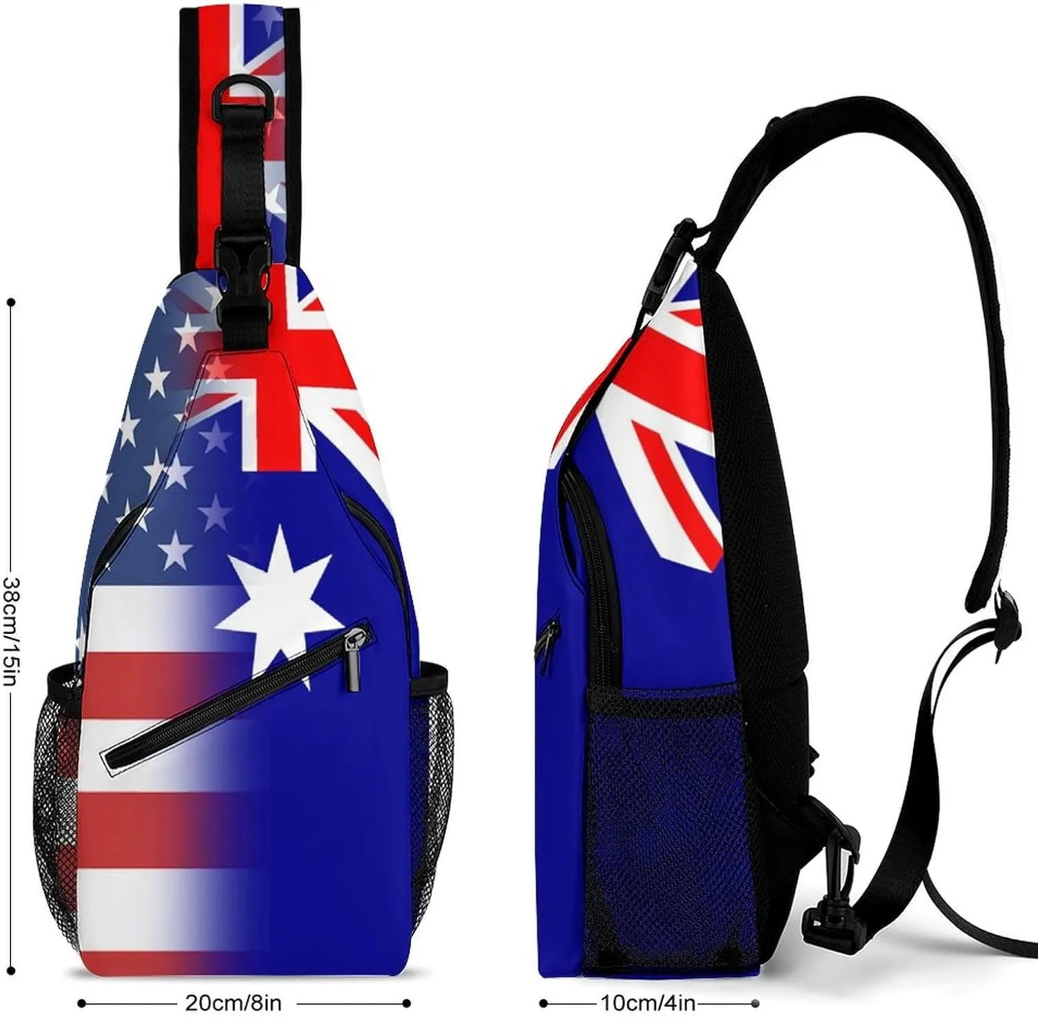 USA And Australia Flag Sling Crossbody Backpack with Strap Lightweight Outdoor Hiking