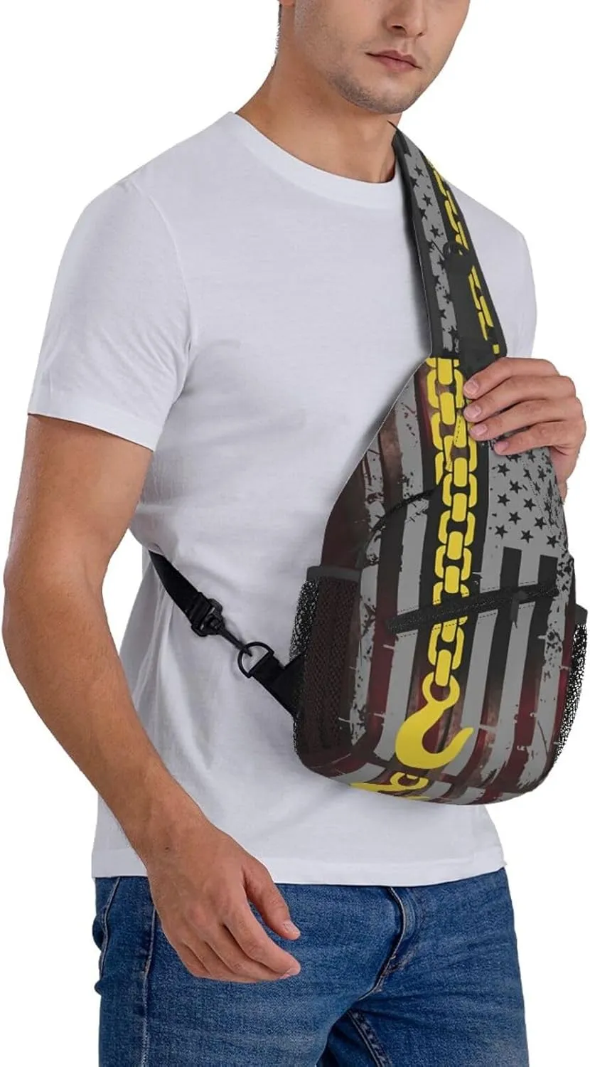 Usa Thin Yellow Line Crossbody Backpack Dachshunds Dog Chest Bag Lightweight One Strap Backpack Multipurpose Travel Hiking For Men Women