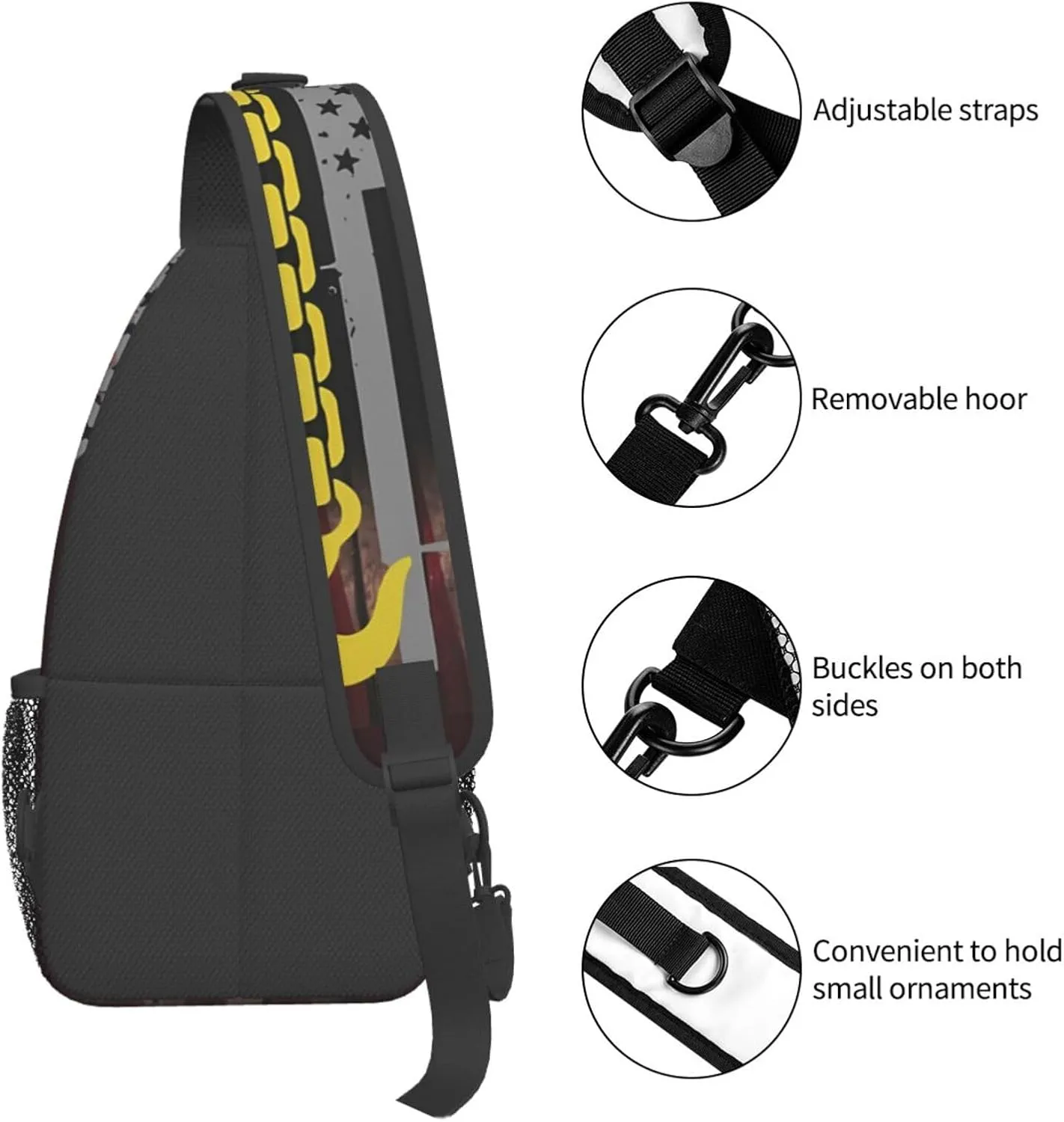 Usa Thin Yellow Line Crossbody Backpack Dachshunds Dog Chest Bag Lightweight One Strap Backpack Multipurpose Travel Hiking For Men Women
