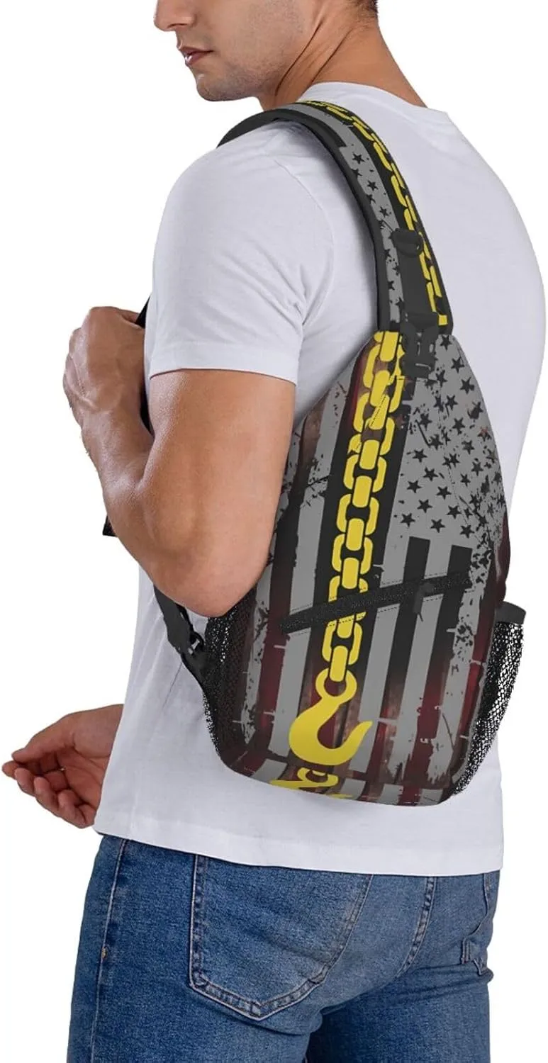 Usa Thin Yellow Line Crossbody Backpack Dachshunds Dog Chest Bag Lightweight One Strap Backpack Multipurpose Travel Hiking For Men Women