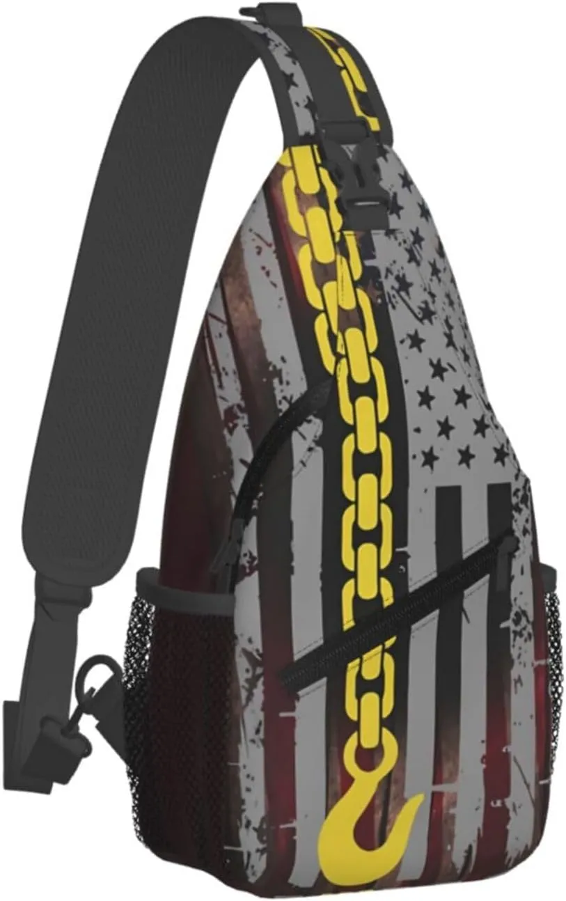 Usa Thin Yellow Line Crossbody Backpack Dachshunds Dog Chest Bag Lightweight One Strap Backpack Multipurpose Travel Hiking For Men Women