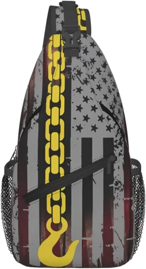 Usa Thin Yellow Line Crossbody Backpack Dachshunds Dog Chest Bag Lightweight One Strap Backpack Multipurpose Travel Hiking For Men Women