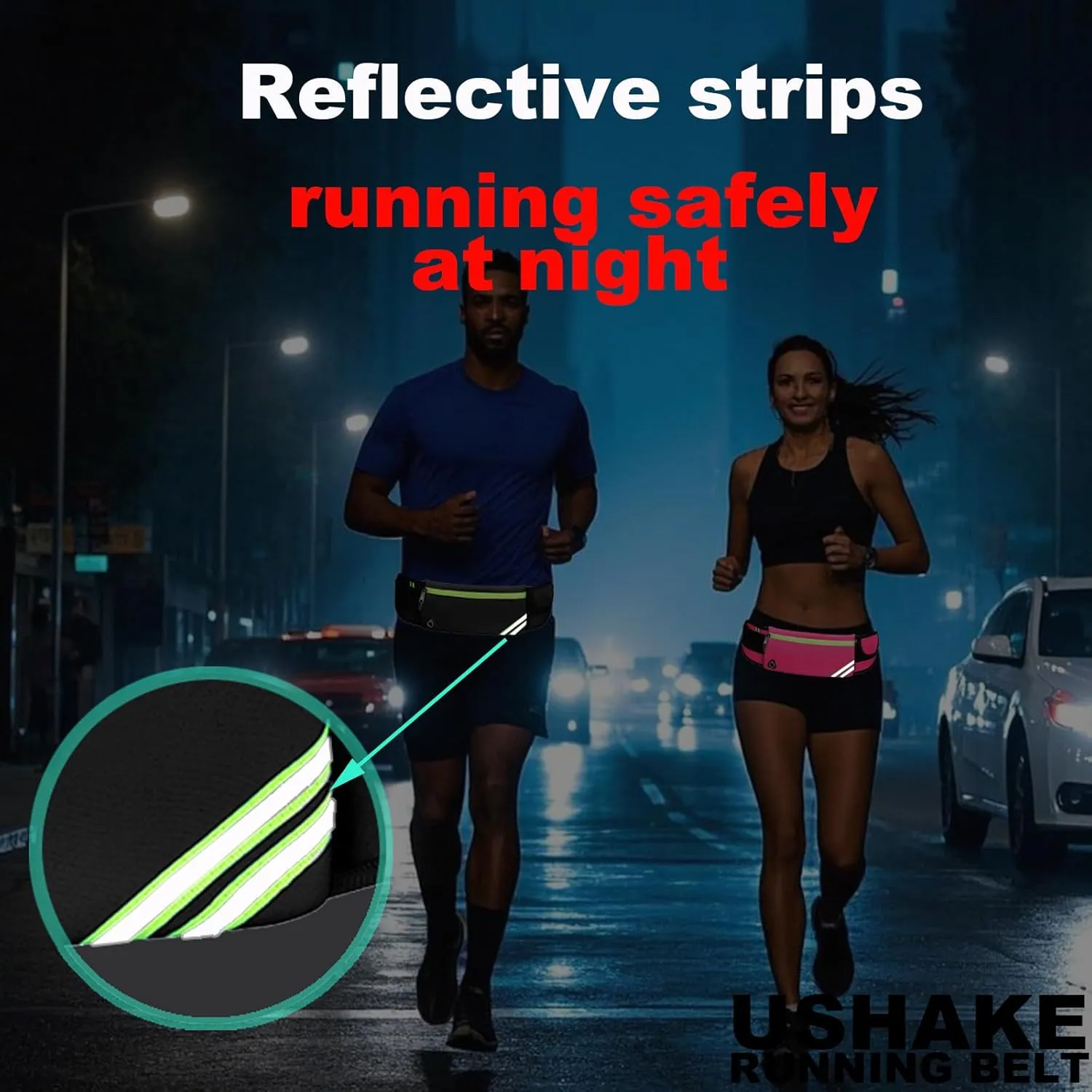 USHAKE Running Belt with Bounce-Free Pouch for iPhone and Samsung Galaxy - Ideal for Running, Walking, Cycling, and Gym Workouts