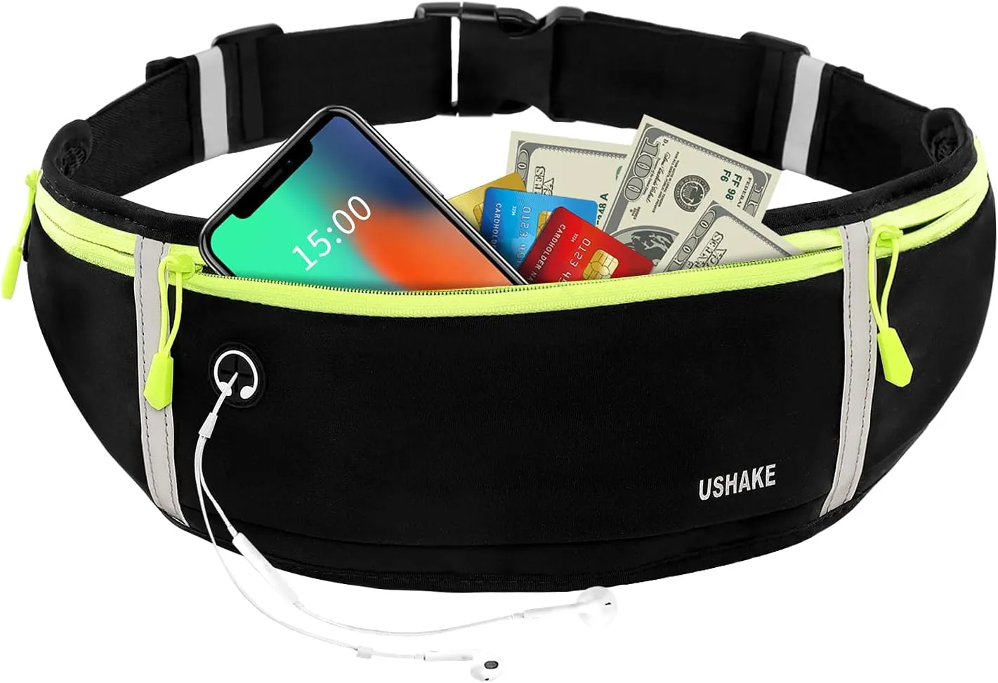 USHAKE Slim Running Belt, Workout Fanny Pack for Men Women,Exercise Waist Pack for Apple iPhone Holder, Runner Belt for Running Walking Cycling Camping Gym