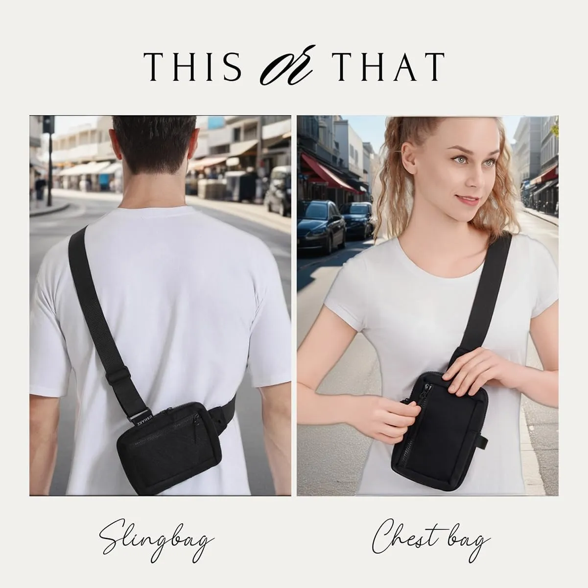 USHAKE Small Crossbody Bags for Women Men - Mini Sling Bag for Traveling and Hiking