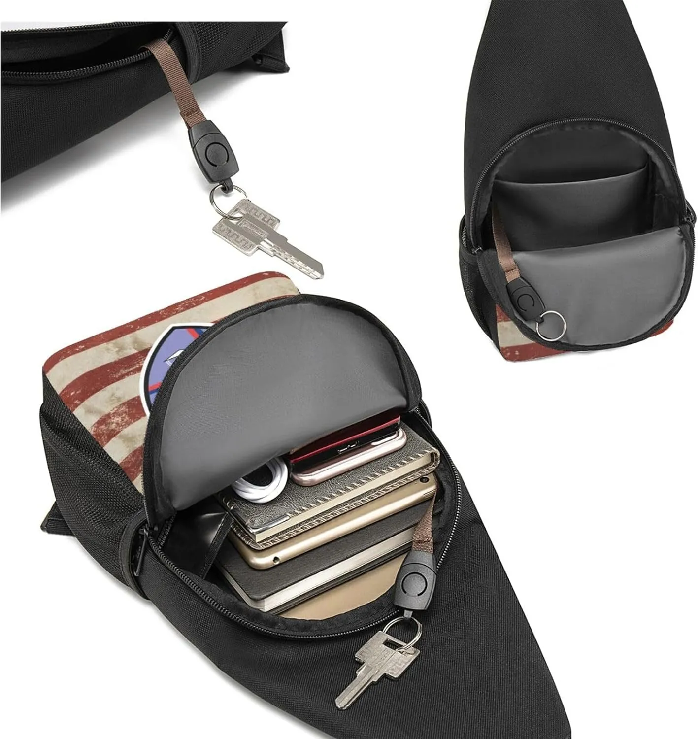 USS Midway CV-41 Sling Bag Crossbody Backpack Shoulder Casual Daypack Bags for Men