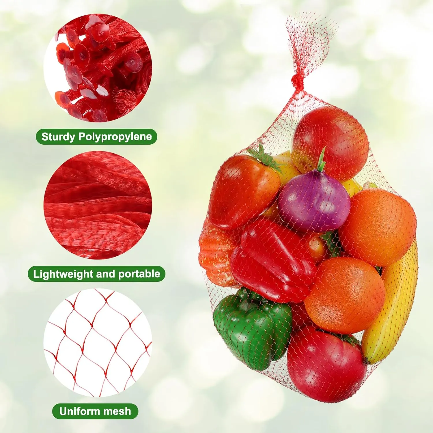 uxcell 150pcs Egg Hatching Bags, 28 Inch Mesh Nylon Netting Reusable Produce Mesh Bags Strong Stretchable Plastic Seafood Boil Bags for Fruits Vegetables Storage, Red