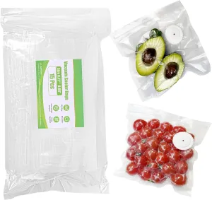 Vacuum Sealer Bags, Reusable Vacuum Zipper Bag, BPA Free Heavy Duty Vacuum Storage Bag for Food, Small Size 15 Bags