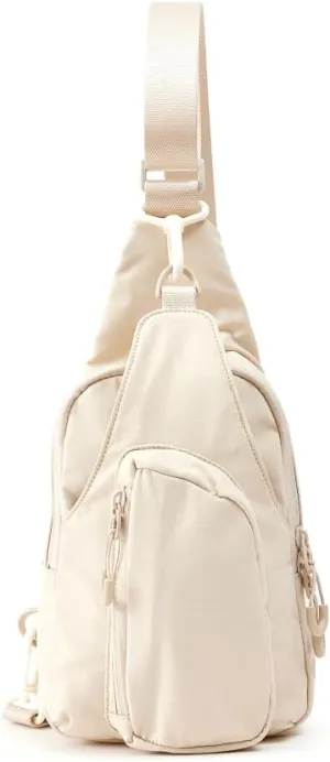 VAKAER Small Sling Bag for Women, Small Crossbody Bag with Adjustable Straps, Lightweight Chest Bag Casual Daypack Backpacks for Travel Hiking (Beige)