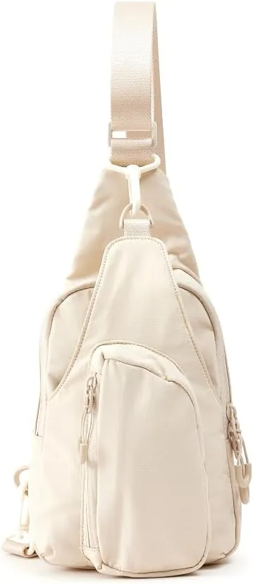 VAKAER Small Sling Bag for Women, Small Crossbody Bag with Adjustable Straps, Lightweight Chest Bag Casual Daypack Backpacks for Travel Hiking (Beige)