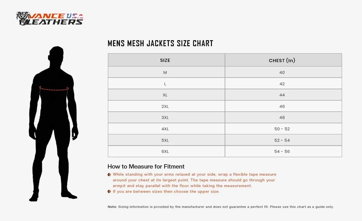 Vance Leather Mens All-Season Reflective Mesh & Textile Motorcycle Jacket w/CE Armor & Removable Liner