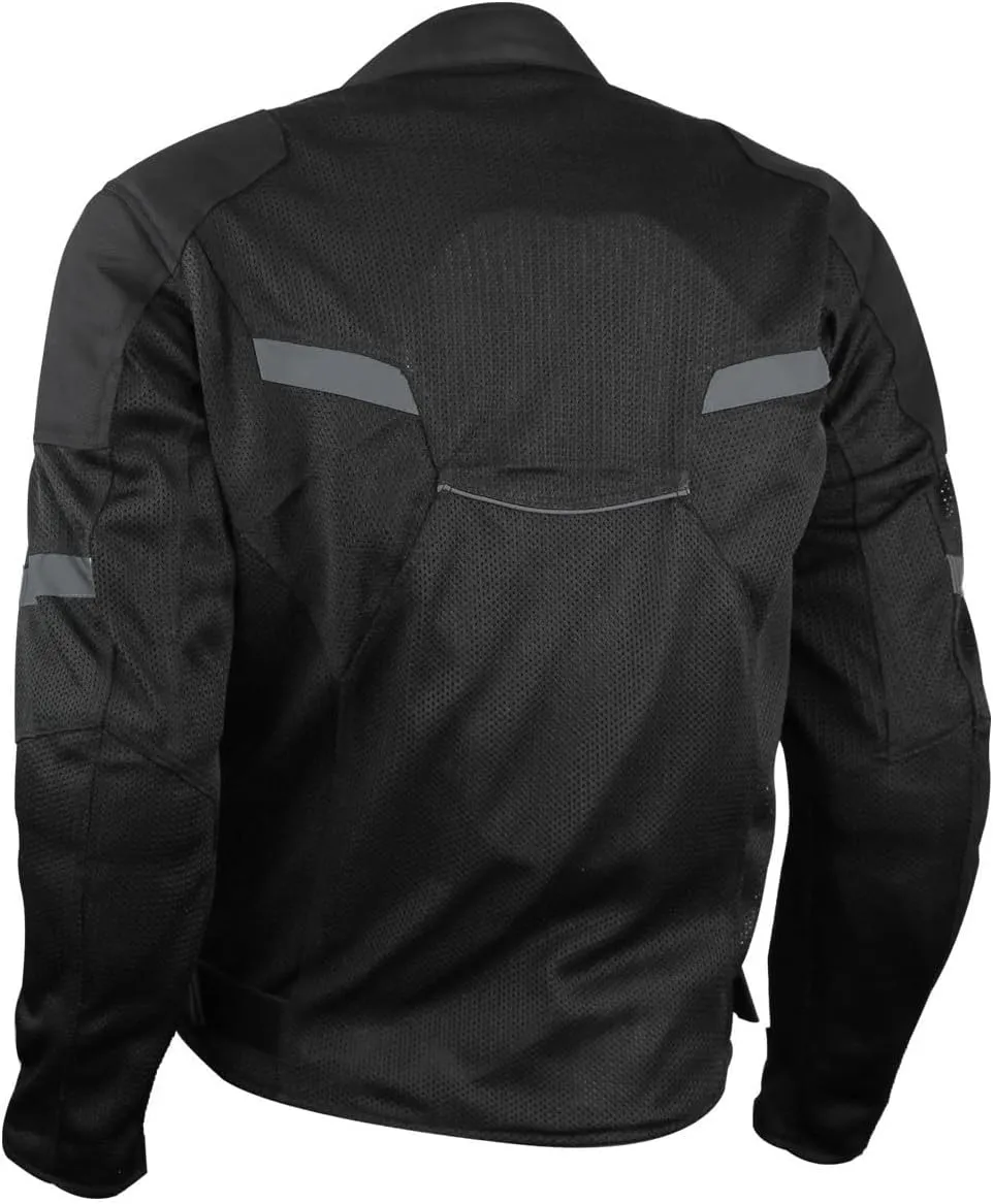 Vance Leather Mens All-Season Reflective Mesh & Textile Motorcycle Jacket w/CE Armor & Removable Liner