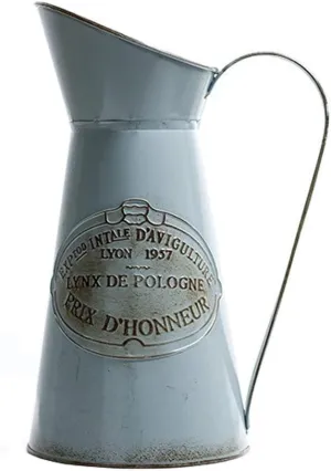 VANCORE Shabby Chic Large Metal Jug Flower Pitcher Vase