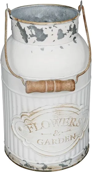 VANCORE Shabby Chic Metal Milk Jug Planter Metal Vases for Decor Rustic Flower Bucket Farmhouse Decorative Vases