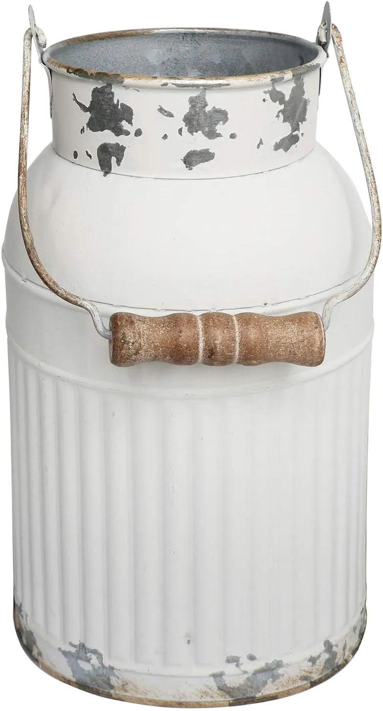 VANCORE Shabby Chic Metal Milk Jug Planter Metal Vases for Decor Rustic Flower Bucket Farmhouse Decorative Vases