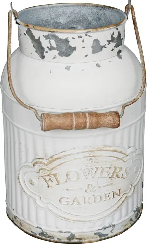 VANCORE Shabby Chic Metal Milk Jug Planter Metal Vases for Decor Rustic Flower Bucket Farmhouse Decorative Vases