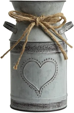 VANCORE Shabby Chic Milk Can Galvanized Vase Metal Jug French Rustic Bucket Farmhouse Decor