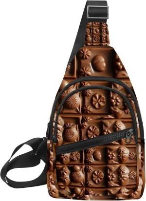 Various chocolate (4) Sling Bag for Women Men Backpack Fanny Pack Crossbody Chest Travel Shoulder Belt Bags Purse Handbag