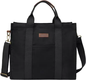 VASCHY Canvas Tote bag, Casual Reusable Work Totes for Women Teachers with Zippers Pockets Crossbody Shoulder Bag Purse