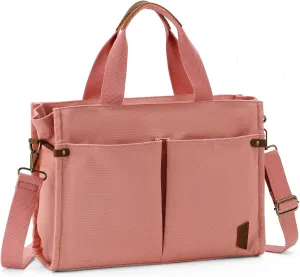 VASCHY Canvas Tote Bag for Women, Casual Sturdy Work Satchel Teachers Tote Purse with Zippers Pockets Crossbody Shoulder Bag
