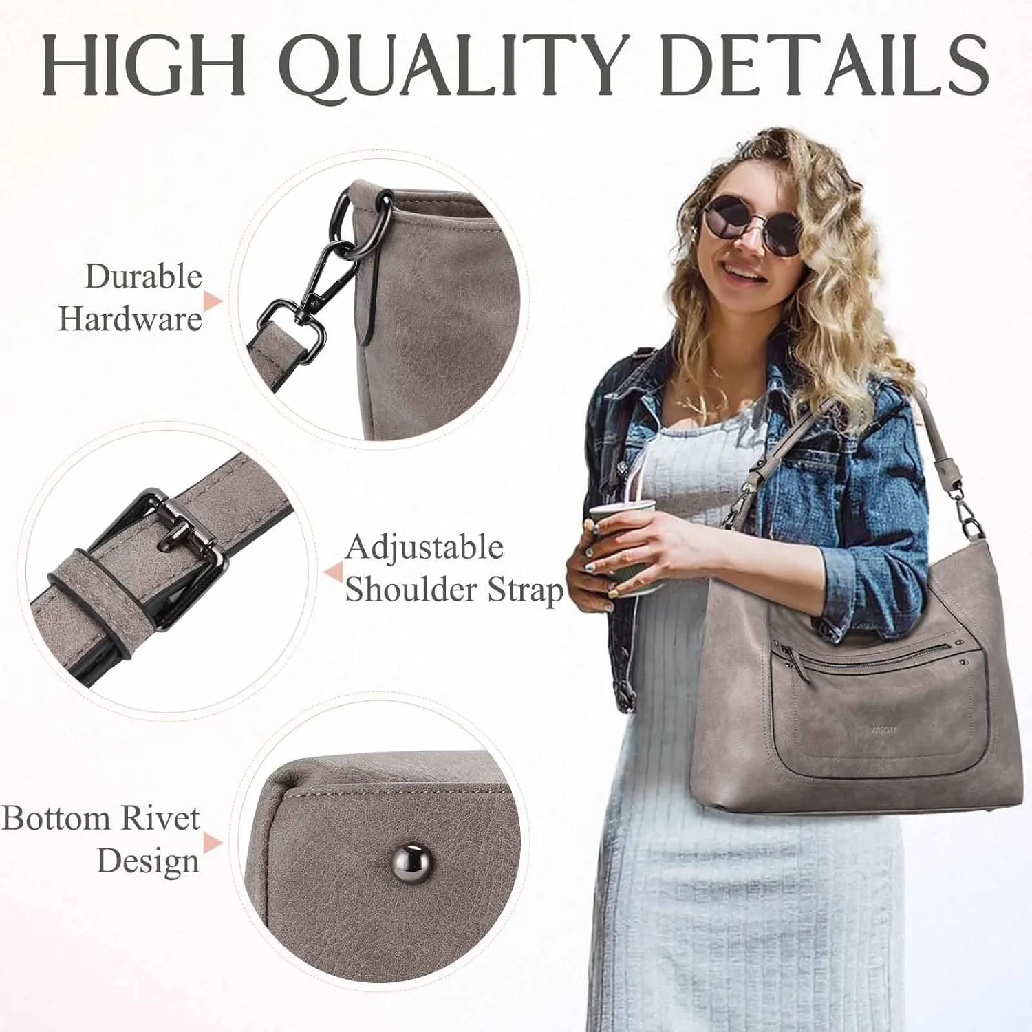 VASCHY Hobo Bags for Women, Vegan Leather Large Handbag Tote Slouchy Shoulder Bag Purse w Convertible Crossbody Strap