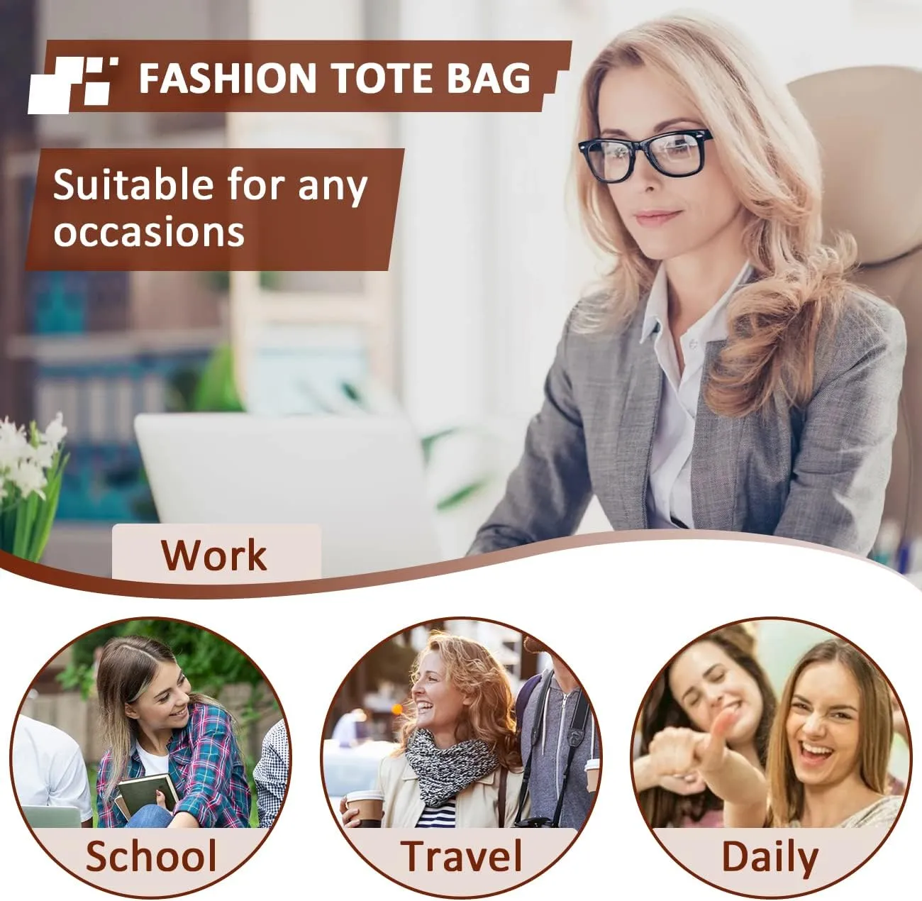VASCHY Satchel Bag for Women, Faux Patent Leather Top Handle Handbag Work Tote Purse with Triple Compartments