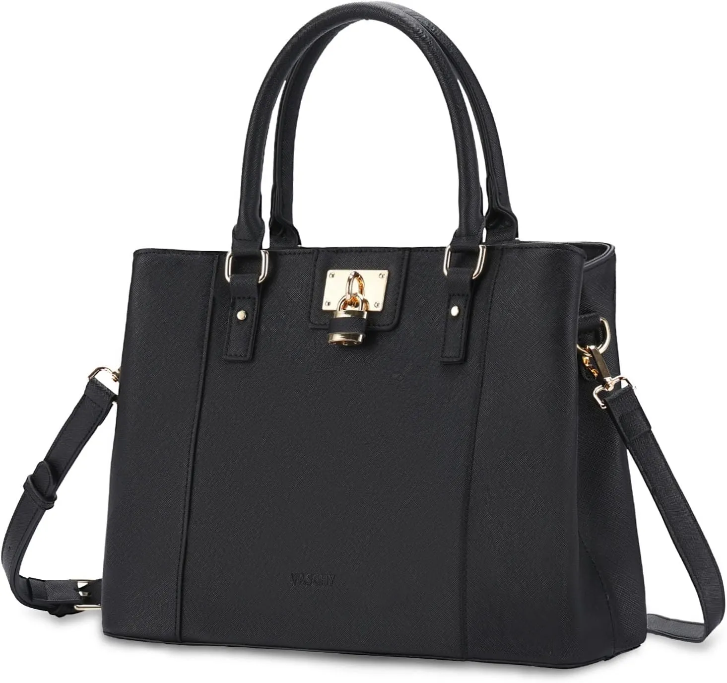 VASCHY Satchel Bag for Women, Trendy Vegan Saffiano Leather Medium Purse Top Handle Handbag Shoulder Tote Crossbody Bag