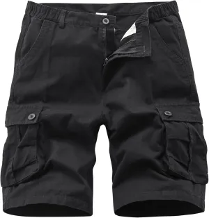 Vcansion Men's Cargo Shorts Casual Cotton Multi-Pockets Elastic Waist Camo Shorts