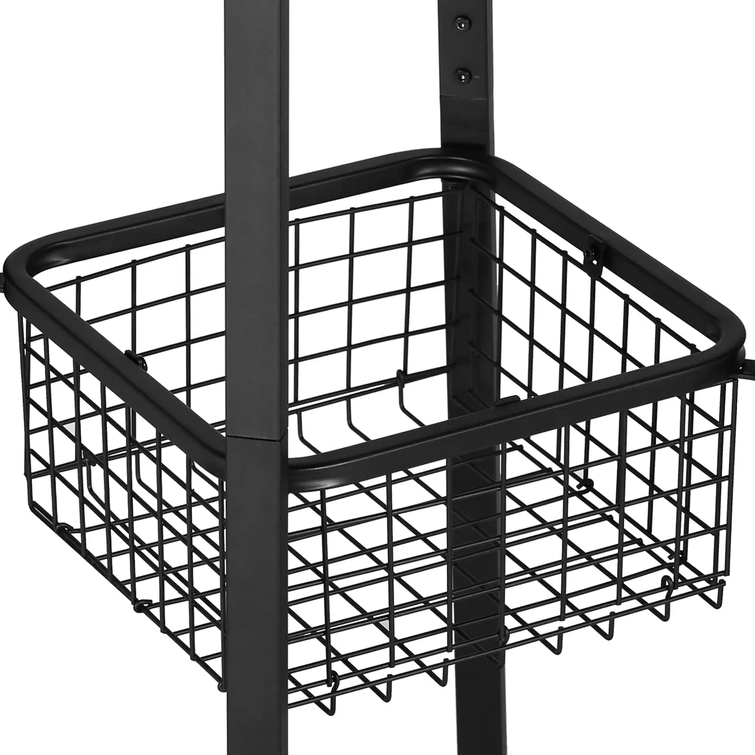 VECELO Coat Rack Freestanding,Hall Tree with Metal Basket and Storage Shelves,Industrial Coat Rack Stand with 8 Hooks for Hanging Coats/Hats/Bags/Umbrellas,18 x 18 x 72 In,Vintage Brown