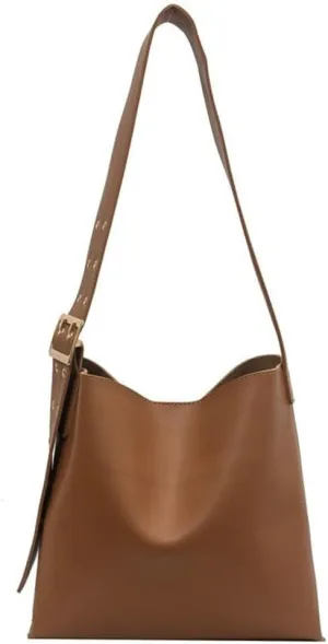 Vegan Leather Hobo Bag for Women Vintage Shoulder Bag Slouchy Bucket Handbag Crossbody Bag with Coin Purse