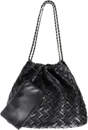 Vegan Leather Hobo Bag,Shoulder Bag for Women,Large Tote Bag With Chain Strap,Woven Soft Leather Handbag With Purse