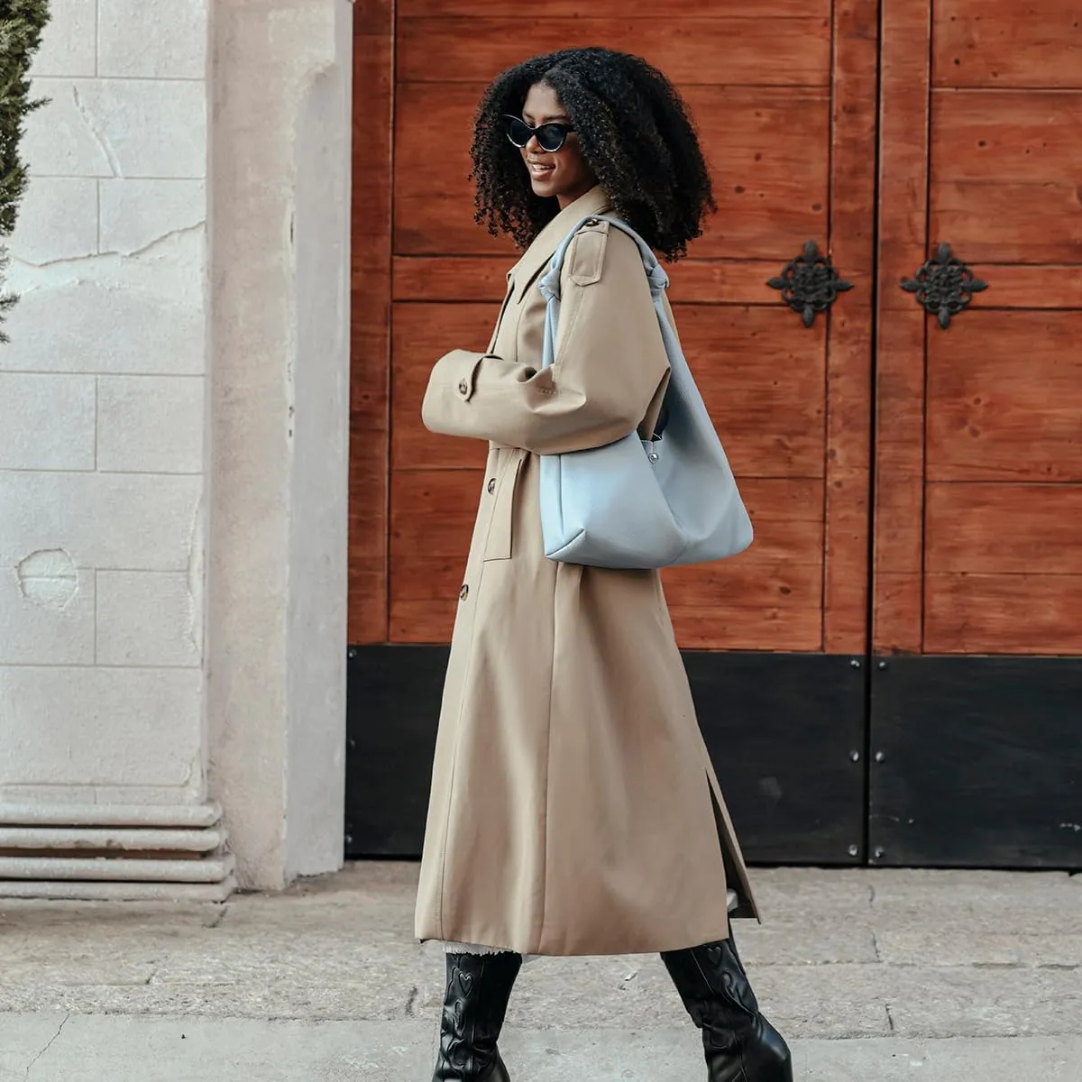 Vegan Leather Hobo Purses set, Slouchy Shoulder Bag Knotted Hobo Bags for Women with a small purse