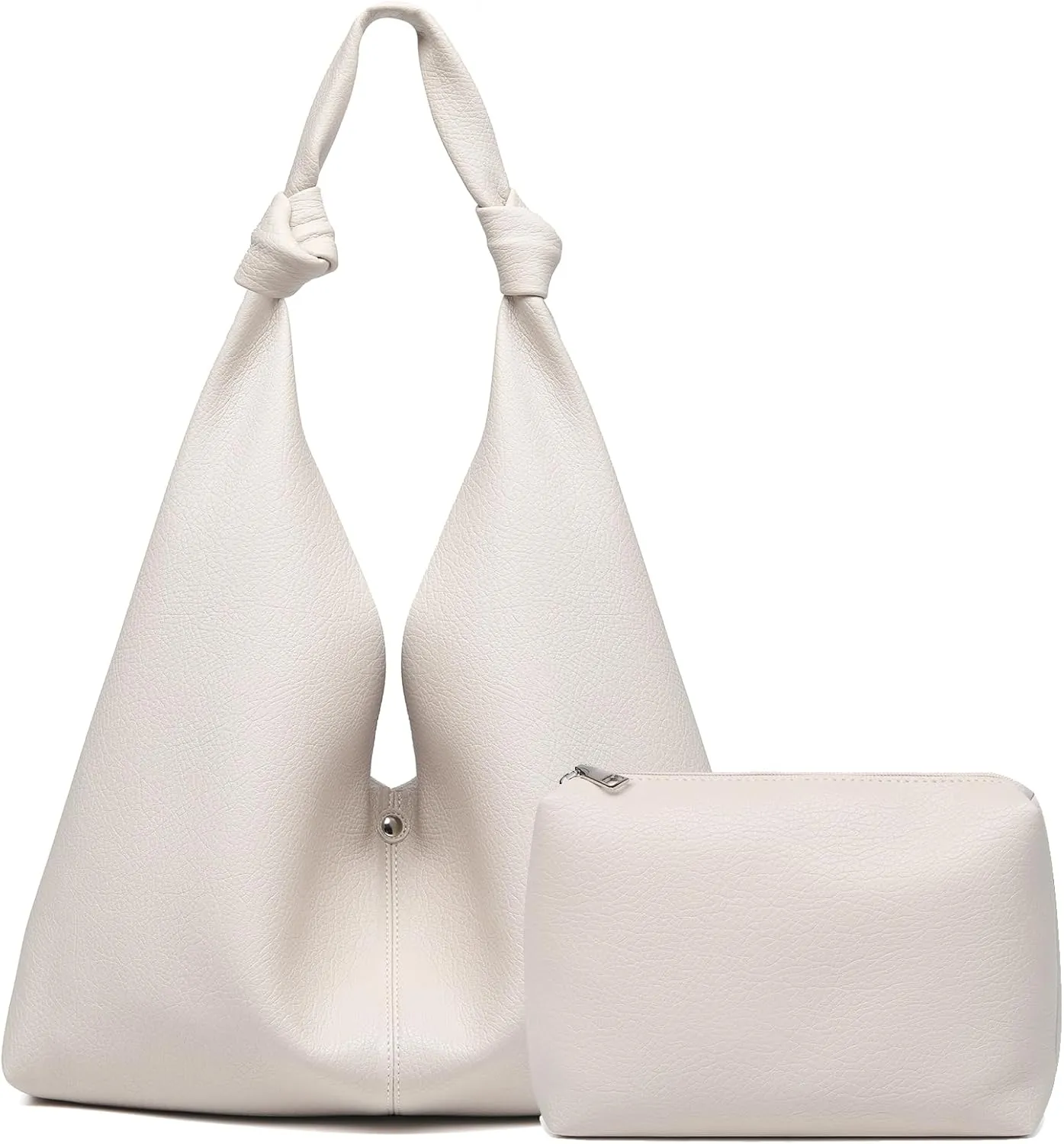 Vegan Leather Hobo Purses set, Slouchy Shoulder Bag Knotted Hobo Bags for Women with a small purse