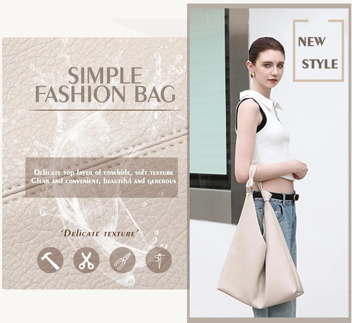 Vegan Leather Hobo Purses set, Slouchy Shoulder Bag Knotted Hobo Bags for Women with a small purse