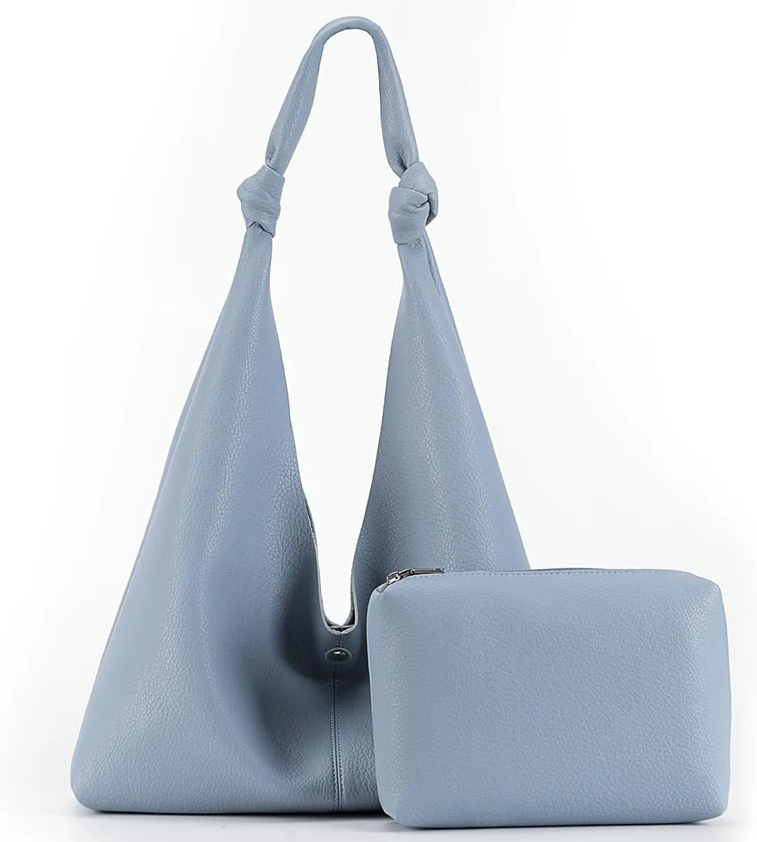 Vegan Leather Hobo Purses set, Slouchy Shoulder Bag Knotted Hobo Bags for Women with a small purse
