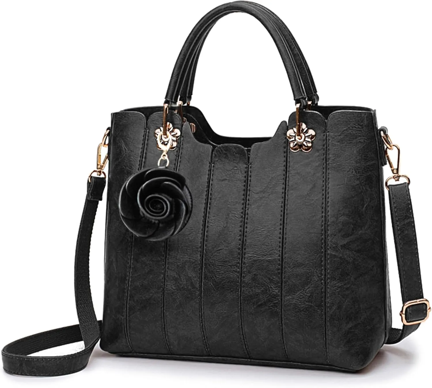 Vegan Leather Purses for Women, Top Handle Handbag Fits 11-inch Tablet, Leather Tote, Crossbody Satchel Handbag