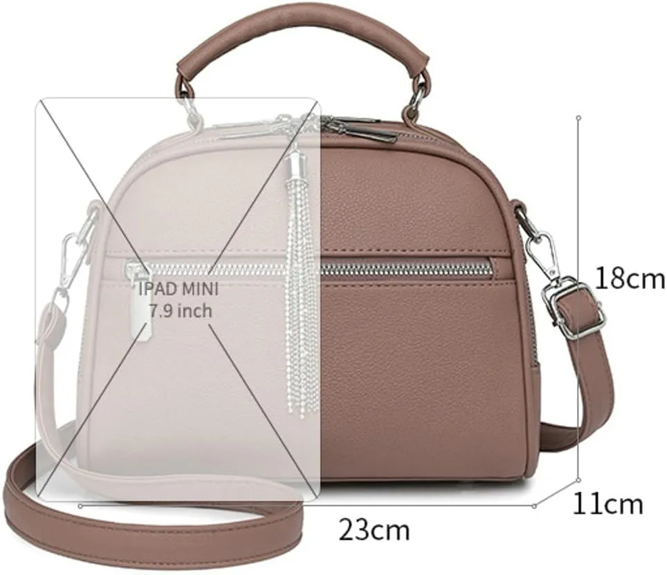 Ventilate Cross Body Bags for Women Textured Tote Zipper Shoulder Bag Vegan Leather Satchel Top Handle for Ladies