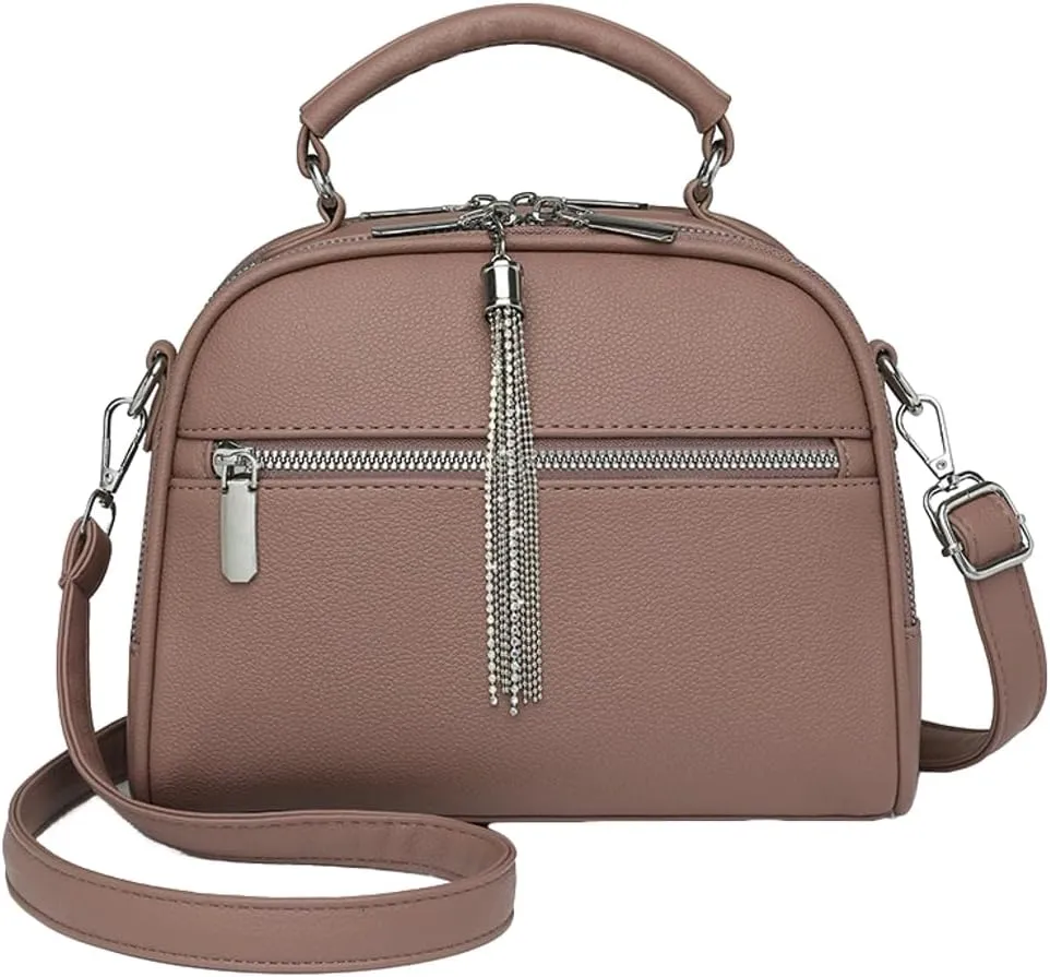 Ventilate Cross Body Bags for Women Textured Tote Zipper Shoulder Bag Vegan Leather Satchel Top Handle for Ladies