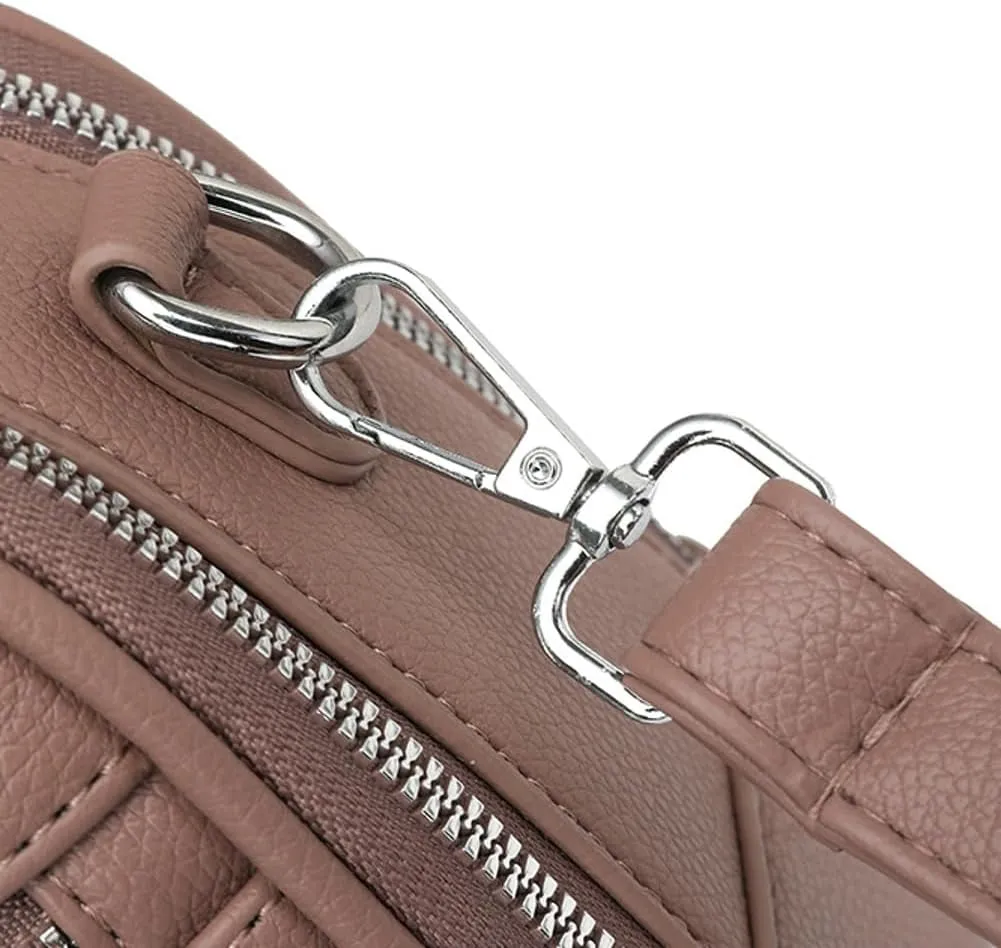 Ventilate Cross Body Bags for Women Textured Tote Zipper Shoulder Bag Vegan Leather Satchel Top Handle for Ladies