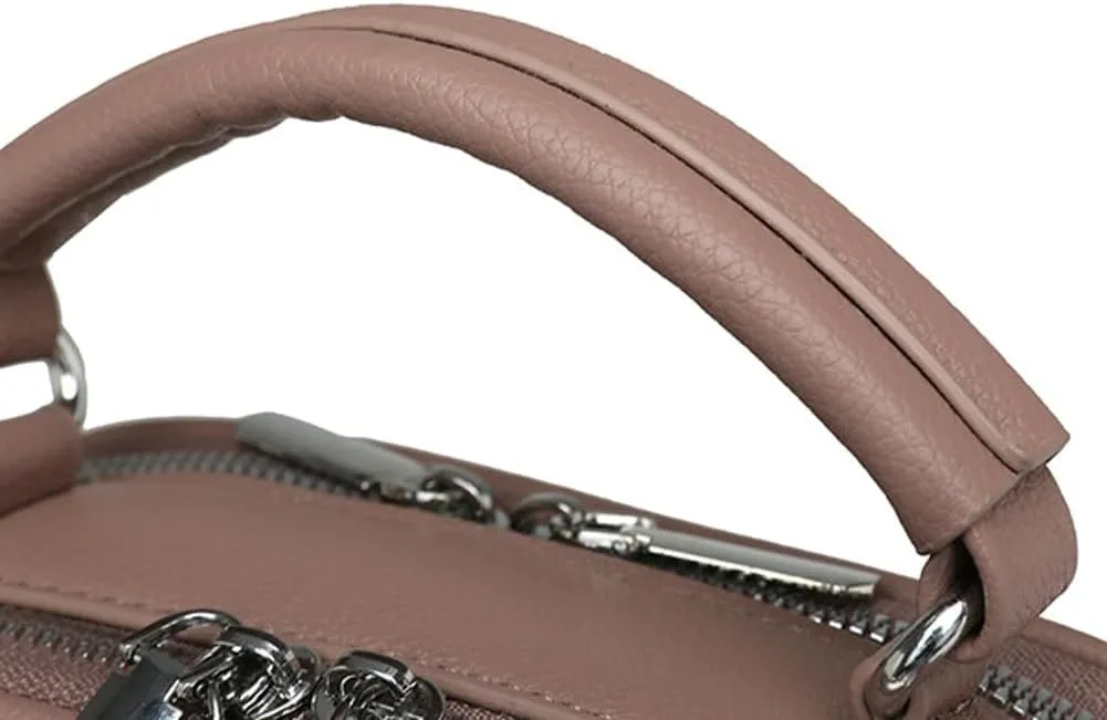 Ventilate Cross Body Bags for Women Textured Tote Zipper Shoulder Bag Vegan Leather Satchel Top Handle for Ladies