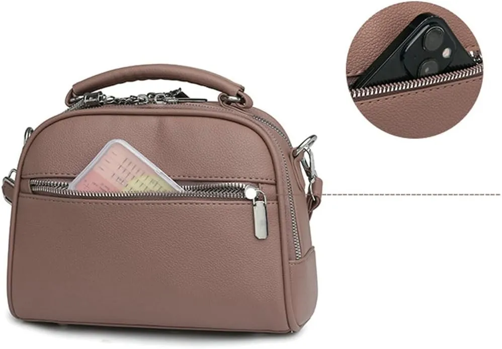 Ventilate Cross Body Bags for Women Textured Tote Zipper Shoulder Bag Vegan Leather Satchel Top Handle for Ladies