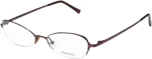 Vera Wang V100 For Ladies/Young Women/Girls Cat Eye Half-rim Light Weight Beautiful Eyeglasses/Spectacles (49-17-135, Wine)