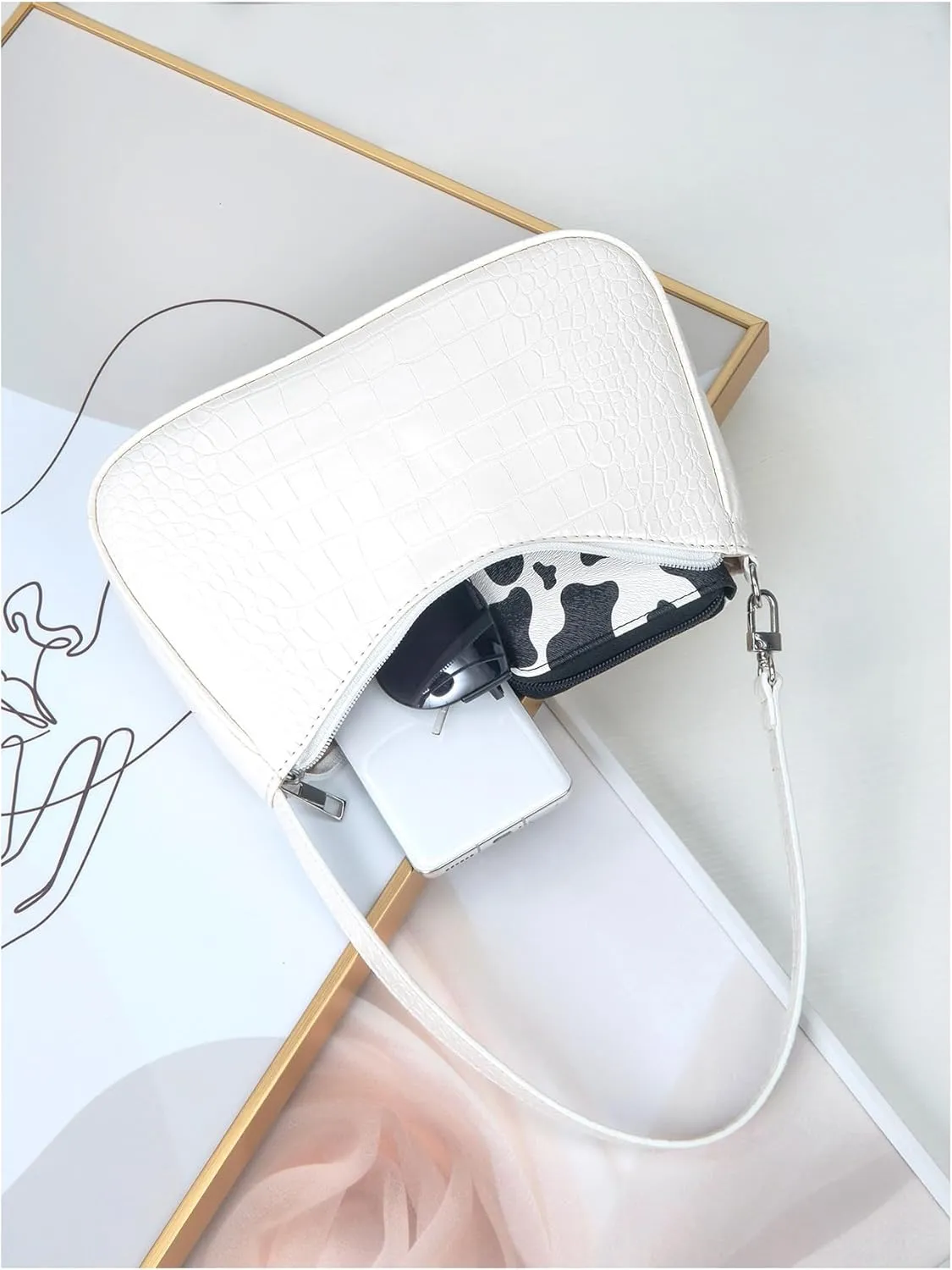 Verdus Women's Retro Classic PU Leather Solid Color Shoulder Handbag With Zipper