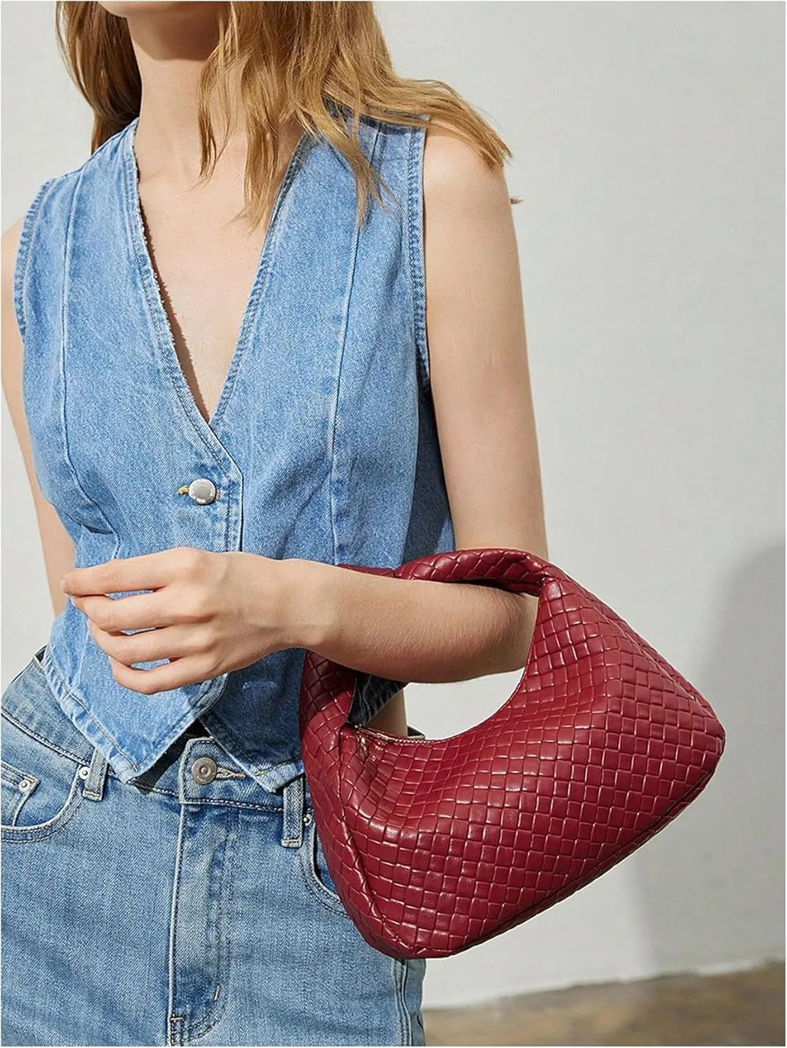 Verdusa Women's Hobo Bags Ruched PU Leather Handbag Clutch Purses Dumpling Pouch Bag