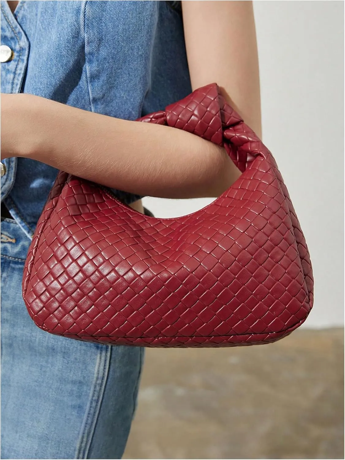 Verdusa Women's Hobo Bags Ruched PU Leather Handbag Clutch Purses Dumpling Pouch Bag
