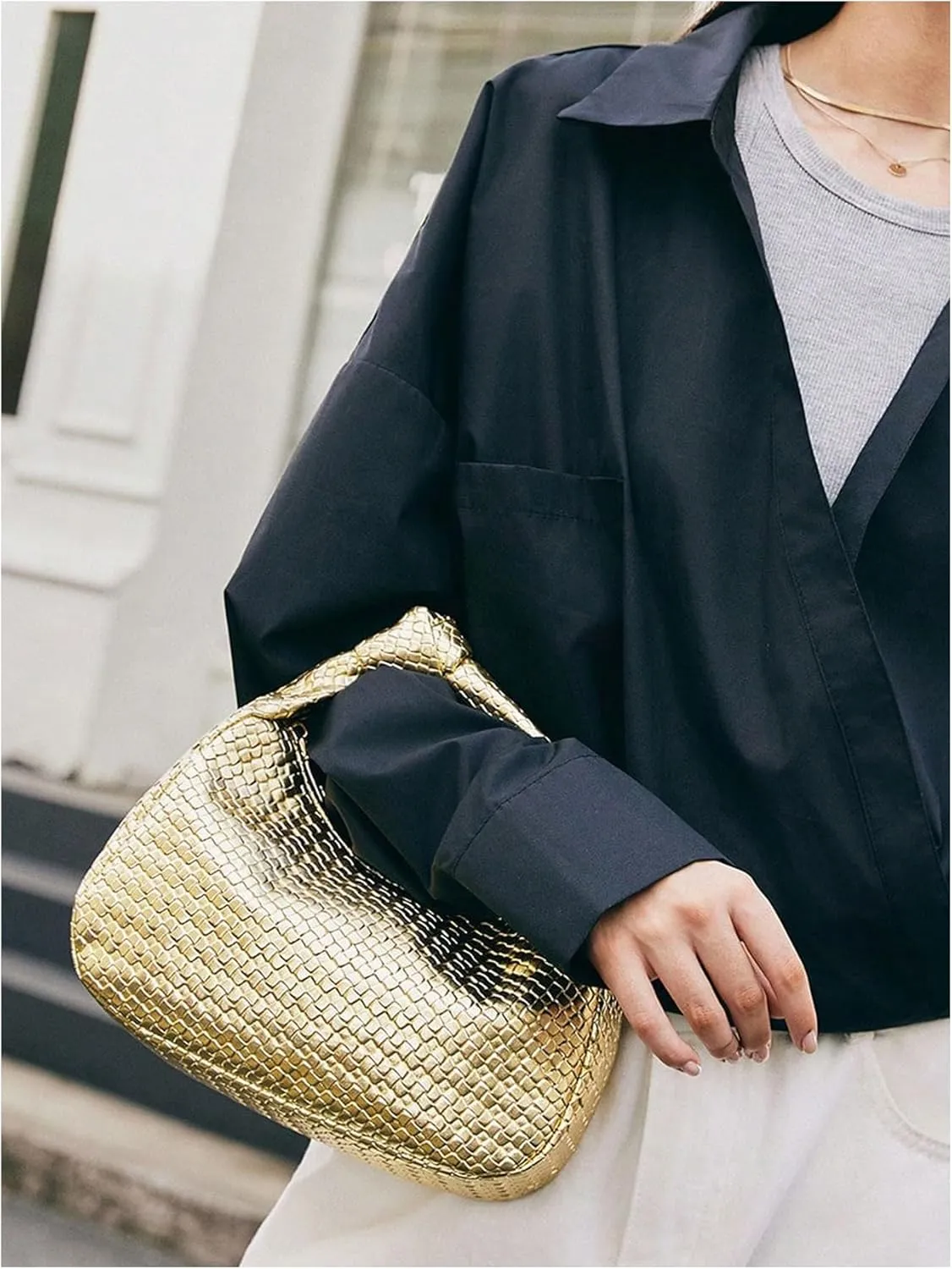 Verdusa Women's Hobo Bags Ruched PU Leather Handbag Clutch Purses Dumpling Pouch Bag